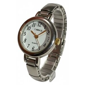 Carriage by Timex Ladies Quartz Wrist‎ Watch Silver Tone Band Retro Style